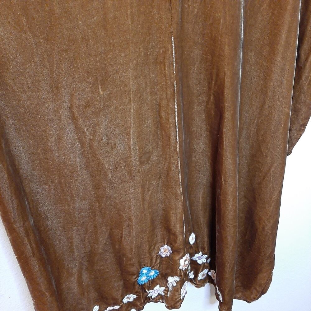 NEW Johnny Was Serafina Kaftan Dress Brown / Yellow Women M Embroidery Velvet - Picture 16 of 16